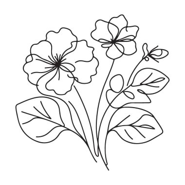 Basit ve kesintisiz çizgili çiçek buketi çizimi