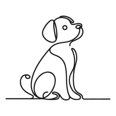 Sevimli Minimalist Çizgi Çizgisi Şirin Köpek Oturma Sanatı