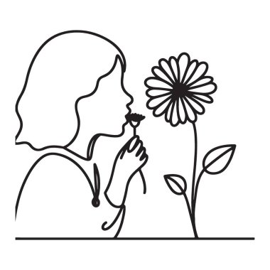 Narin Çizgi Sanat Sanatı Çocuk Kokulu Çiçek Çiçeği Çizimi