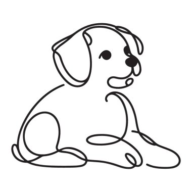 Şirin Köpekçik Silueti Tek Satır Vektör İllüstrasyon İndirmesi