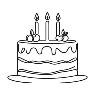 Kutlamalar için Lezzetli Pasta Silüeti Çizgisi Sanat Vektörü İllüstrasyonu