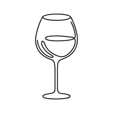 Şarap kadehi silueti tek sıra sanat eseri içecek vektörü tasviri