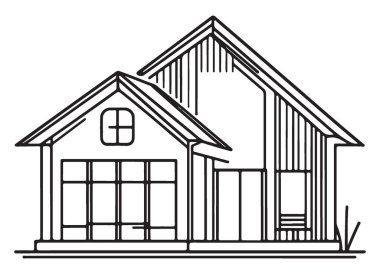 Modern Ev Vektörü İllüstrasyonu Basit Aile Tasarımı