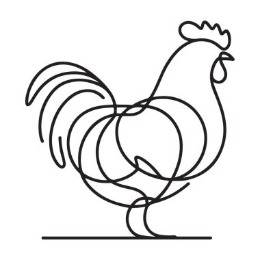 Zarif Horoz Çiftliği Hayvan Silueti Vektör Hattı Sanat Tasarımı