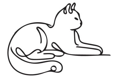 Modern Minimalist Tasarım ve Logolar İçin Zarif Kedi Tasarım Vektör Sanatı