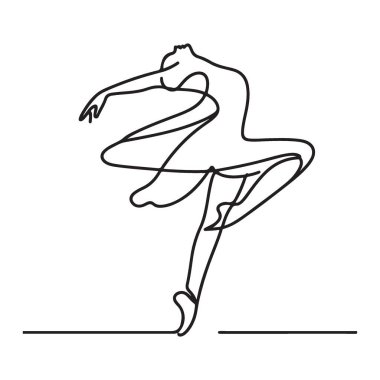 Zarif Bale Dansçısı Zarif Tasarımlar için Sürekli Çizgi Sanatı