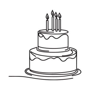 Lezzetli İki Kademe Pasta Çizgisi Doğum Günü Kutlamaları Sanatı