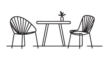 Modern İç Tasarım Sanatı Minimalist Masa ve Sandalyeler Çizgisi