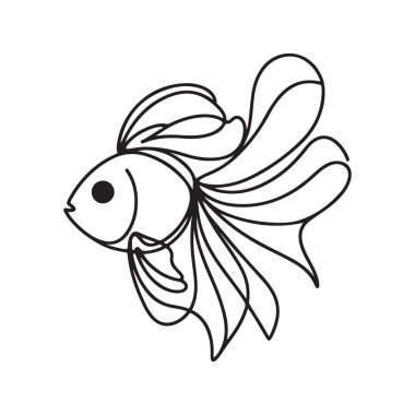 Japon Balığı Hattı Sanat Vektörü İllüstrasyon Tasarımı 'nın Zarif Silueti