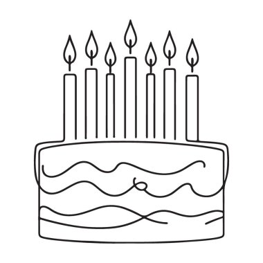 Lezzetli Pasta ve Mumlar Bir Satır Mutlu Yıllar Çizimi