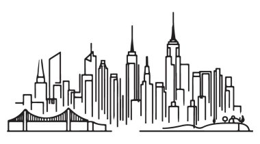 New York şehrinin siluet tasarımı çizen silueti
