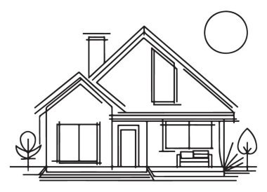 Garden ve Chimney Emlak için Charming House Illustration