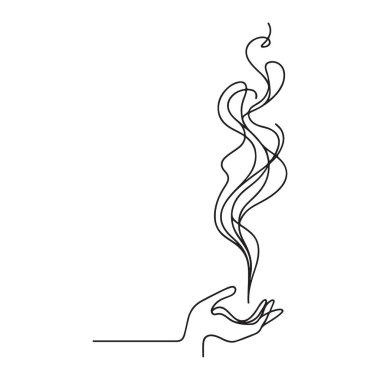 Yükselen Duman Çizgisi Sanat Resimleri Tasarımı ile Sihirli El