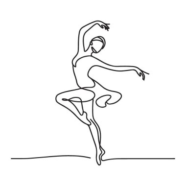Nazikçe Poz Veren Balerin Silueti Devamlı Çizgi Çiziyor