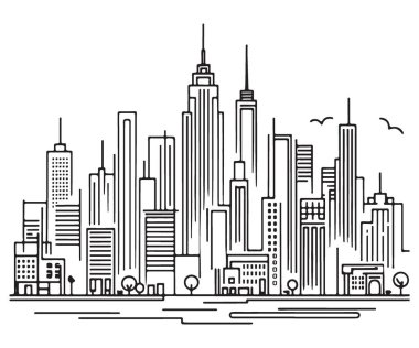 Bir Şehrin Ayrıntılı Devamlılığı Resim Çizimi Skyline