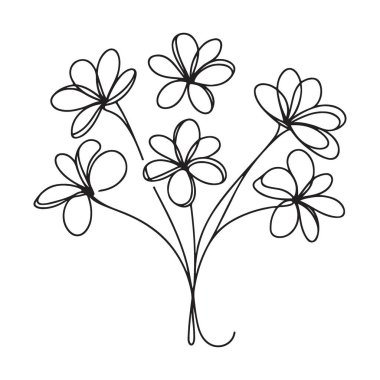 Yaratıcı Tasarımlar İçin Basit Çiçekler Tek Satır Çizimi