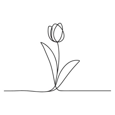 Bahar Tasarımları için Basit Tek Hat Lale Çiçeği İllüstrasyonu