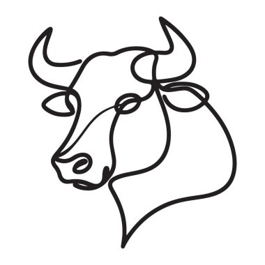 Bir Boğa Kafası Silueti Tek Hat Sanat Vektörü İllüstrasyon Tasarımı