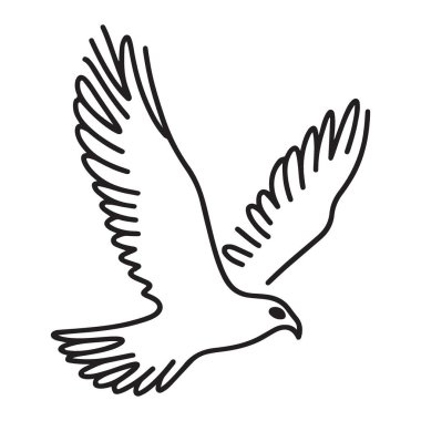 Yükselen Kuş Tekli Çizgisi Sanat İllüstrasyon Vektör Tasarımı Silueti