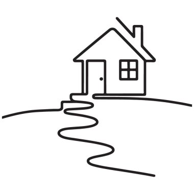 Gayrimenkul ve Tasarım Minimalist Ev Tek Satır Sanat Vektörü