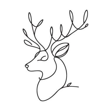 Zarif Geyik Kafa Çizgisi Sanat Vektörü İllüstrasyon Vahşi Yaşam Sembolü
