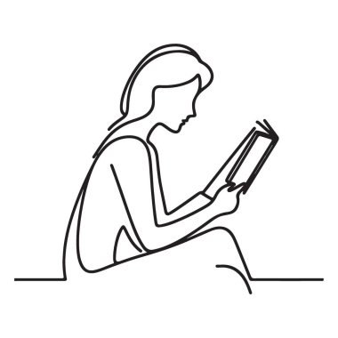 Kız Okuma Kitabı Aralıksız Satır Resim Vektörü