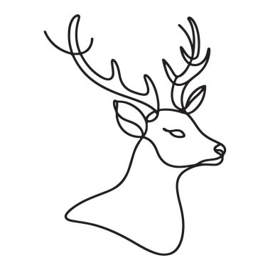 Zarif Geyik Başı Tekli Çizgisi Vahşi Yaşam Vektörü Grafikleri Çiziyor