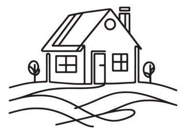 Ev Tasarımı Projeleri için Konforlu Ev Hattının Sanat Sunucusu İllüstrasyonu