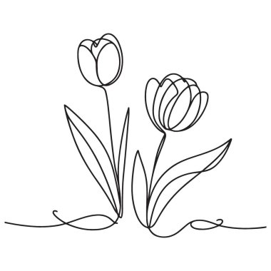 Laleler Çiçek Silueti Vektör Sanat Tasarımı Bahar Çiçeği Projeleri