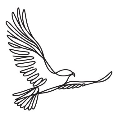 Görkemli Kartal Silueti Açık Kanat Çizgisi Sanat Tasarımı ile Yükseliyor