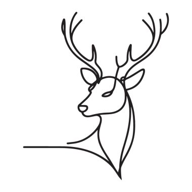 Duvar Sanatı ve Dekorasyonu İçin Zarif Geyik Sürekli Çizgisi
