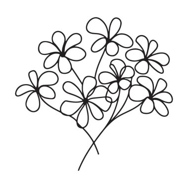 Hassas Çiçek Buketi Sürekli Çizgi Çizim Vektörü Grafiği