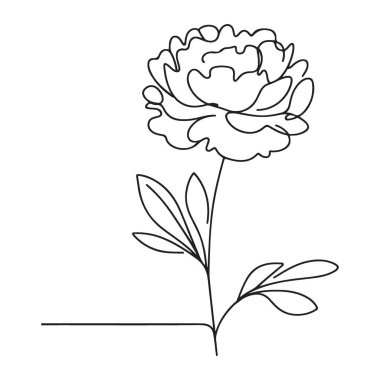 Şakayık Çiçeği Bir Satır Sanat Minimalist Çiçek Silueti Çizimi