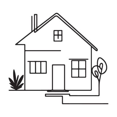 Charming House Siluet Vektör Resimleri Basit Ev Grafik Tasarımı