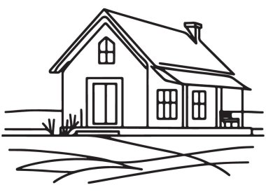 Konforlu ev, emlak ve ev dekorasyonu için sürekli çizim çizimi