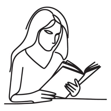 Eğitim tasarımları için resim çizen kadın sürekli kitap okuyor