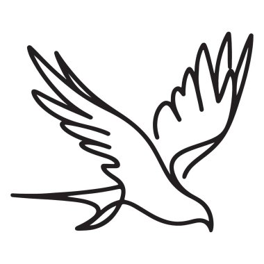 Uçan Minimalist Çizgi Sanat Sanatçısı İllüstrasyonunda Siluet Kuşu