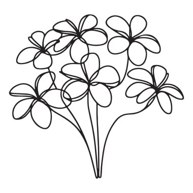 Şık Plumeria Çiçek Buket Çizgisi Tasarımlar için Sanat Vektörü
