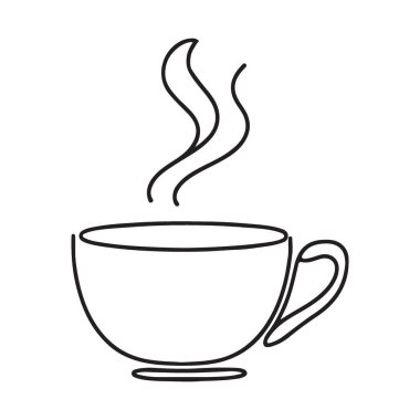 Hot Cup of Coffee Line Sanat Vektörü İllüstrasyon Tasarımı