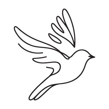 Zarif Kuş Silüeti Çizgisi Sanat Vektörü Tasarım Çizimi