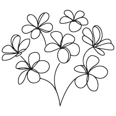 Güzel Plumeria Çiçek Hattı Sanat Vektörü İllüstrasyon Tasarımı