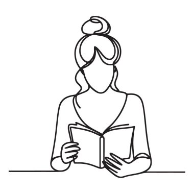 Kutsal Kitapta Kaybolan Kadın Vektör Silueti Resimlerini Okuyor