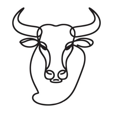 Minimalist Boğa Kafa İllüstrasyonu Modern Duvar Sanatı Yazdırma Tasarımı