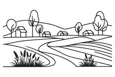 Huzurlu Kırsal Manzara Resimleri Evler ve Alanlar