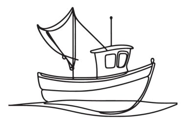 Deniz ve Deniz Temaları için Balıkçı Teknesi Vektör İllüstrasyonu