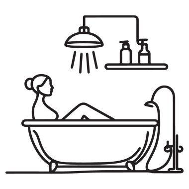 Rahatlatıcı Banyo Fotoğraflı Kadın Duş Alma Spa Günü Rahatlaması