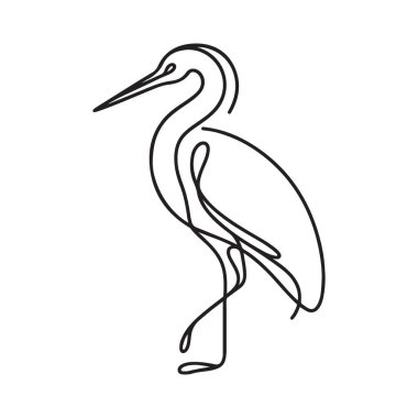 Süreklilik Çizgisi Tasarımlı Zarif Heron Silueti Resimleri