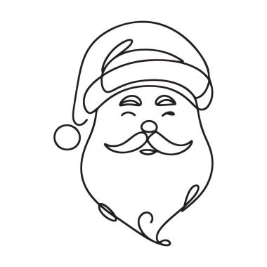 Gülümseyen Noel Baba Silüet Hattı Sanat Noel Kutlama Tasarımı