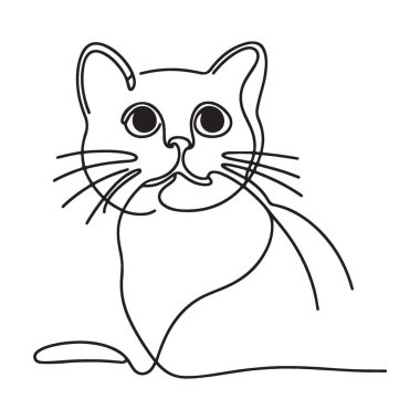 Garip Kedi Silueti Çizim Çizgisi Sanat Minimalist Hayvan Resimleri