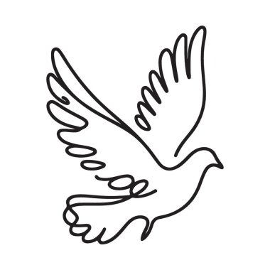 Dove Bird Vector Silueti Minimalist Barış Sanatı Sembolü